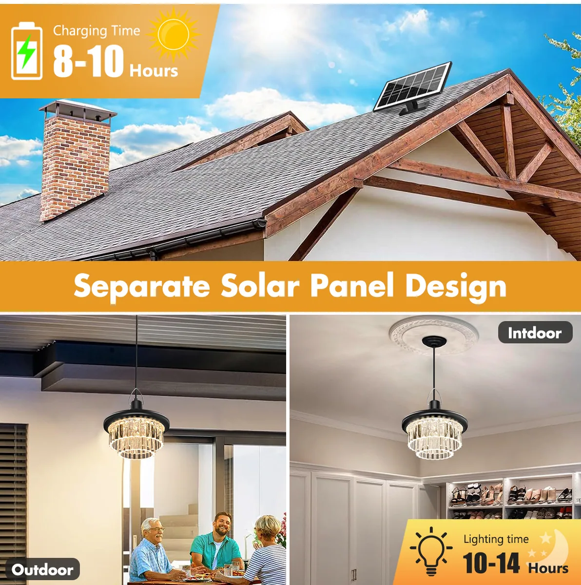 Roadsstar solar chandelier in a courtyard