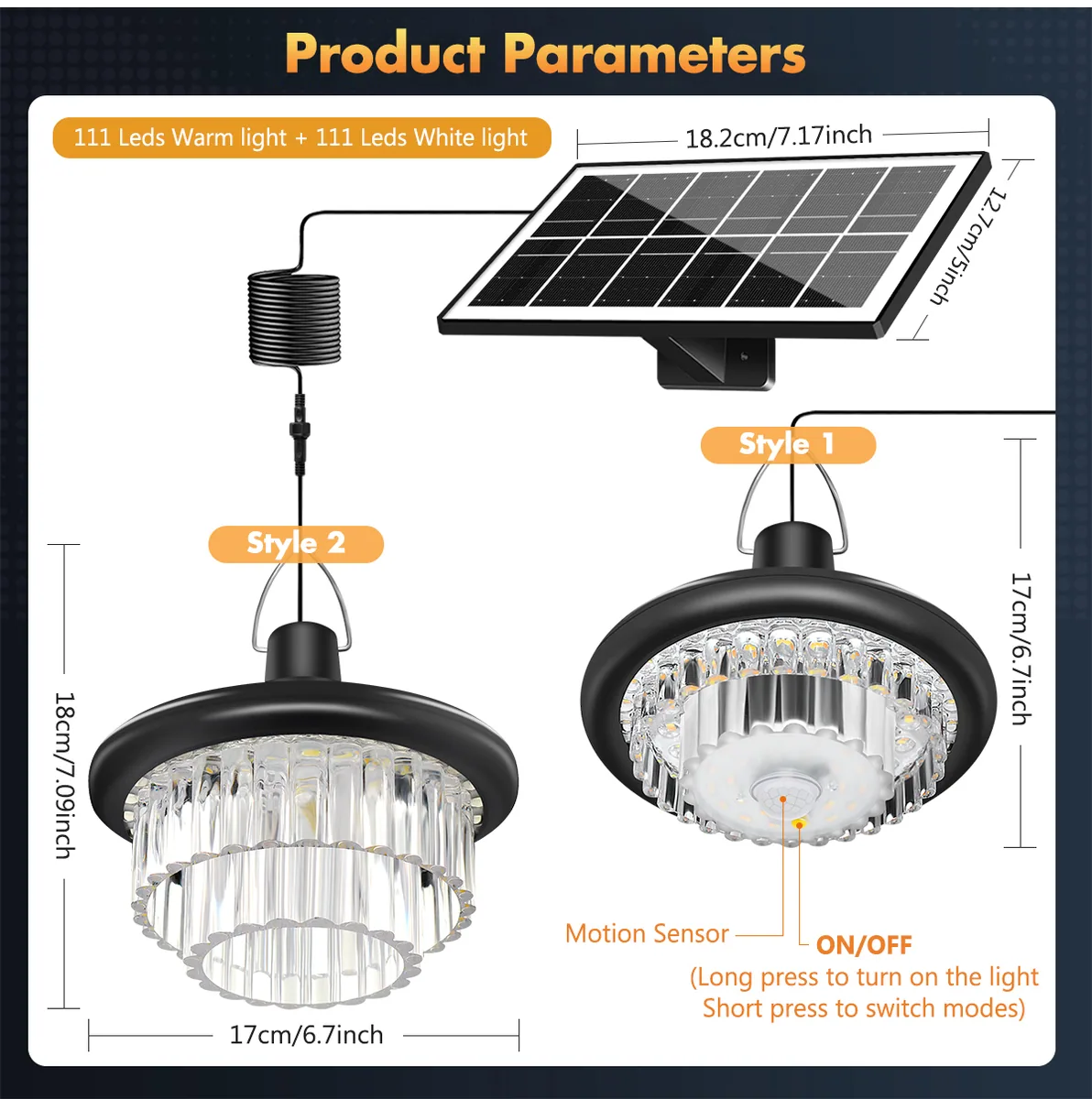 222 LED Solar Crystal Pendant Lights / Chandelier ZH-101-B — photo 2