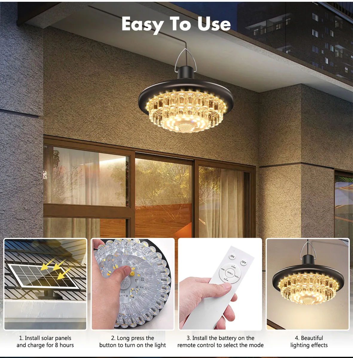 248 LED Solar Crystal Pendant Lights / Chandelier ZH-102 — photo 2
