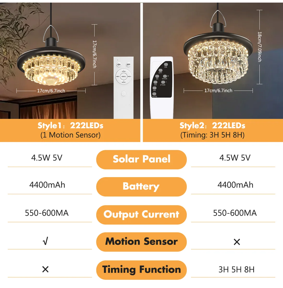 248 LED Solar Crystal Pendant Lights / Chandelier ZH-102 — photo 6