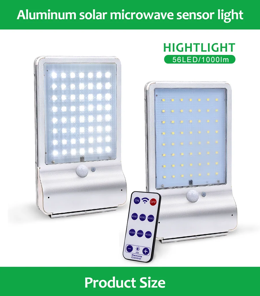 56 LEDs Aluminum Motion Sensor Wall Solar Light ZH-50