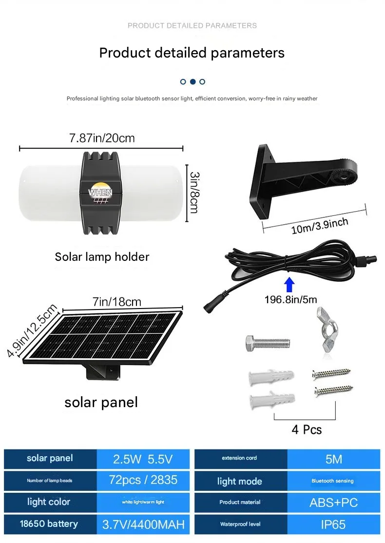Bluetooth sensor solar led light ZH-109 — photo 2